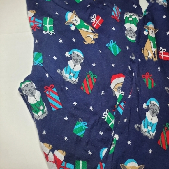 Lands End Snug fit Pajamas Cotton Long Sleeve Navy Holiday dog cat Christmas 16 - Picture 11 of 12
